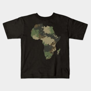 Africa Continent Map Camo Pattern African Safari Camouflage Kids T-Shirt